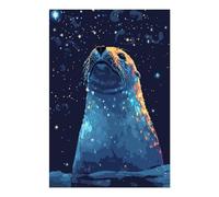 POLIUAWS Kits de peinture diamant rétro mignons en pixel art avec phoques, pour adultes, décoration murale, cadeaux et loisirs créatifs. Kit mignon 20 x 30 cm.