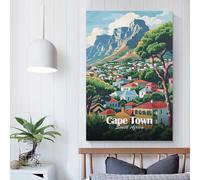 POLIUAWS Le Cap, Afrique du Sud - Illustration - Affiche sur toile - Décoration murale - Tableau imprimé pour salon et chambre - Anniversaire de mariage - Femme/Mari - 60 x 90 cm (24 x 36 pouces)