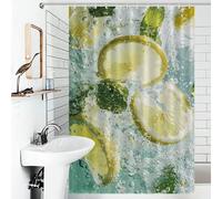 POLIUAWS Lemon and Mint in Water Ensemble De Décoration De Salle De Bain Moderne en Tissu 100% Polyester Lavable pour Baignoire Et Cabine De Douche 46.85x70.87Inch（119x180cm）