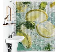 POLIUAWS Lemon and Mint in Water Rideaux De Bain Décoratifs Épais Et Résistants en Polyester pour Caravane 56.30x70.87Inch（143x180cm）