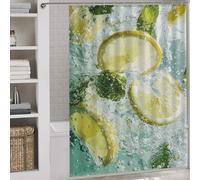 POLIUAWS Lemon and Mint in Water Rideaux De Bain Décoratifs Épais Et Résistants en Polyester pour Salle De Bain, Style Toile De Jouy, Décoration D'hôtel 64.17x70.87Inch（163x180cm）