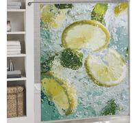 POLIUAWS Lemon and Mint in Water Rideaux De Bain Décoratifs Lavables Et Élégants pour Baignoires Et Cabines De Douche 69.69x70.87Inch（177x180cm）
