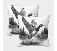 POLIUAWS Lot de 2 Housses de Coussin décoratives bohèmes à Motif Canard en vol - 1 taie d'oreiller de Luxe en Polyester pour canapé 40x40cm