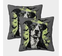 POLIUAWS Lot de 2 Housses de Coussin décoratives bohèmes à Motif Chien Effrayant pour Halloween, en Polyester de Luxe, pour canapé, 40 x 40 cm