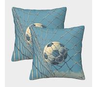 POLIUAWS Lot de 2 Housses de Coussin décoratives bohèmes à Motif de But de Football, en Polyester de Luxe, pour canapé, 50 x 50 cm.