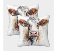 POLIUAWS Lot de 2 Housses de Coussin décoratives bohèmes à Motif Vache, en Polyester de Luxe, pour canapé, 40 x 40 cm.