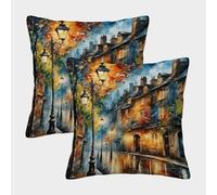 POLIUAWS Lot de 2 Housses de Coussin décoratives bohèmes « Ici, il pleut Toujours », en Polyester de Luxe, pour canapé, 45 x 45 cm.