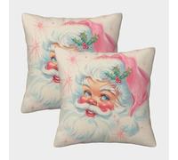 POLIUAWS Lot de 2 Housses de Coussin décoratives bohèmes Vintage avec Motif Père Noël, en Polyester de Luxe, pour canapé, 40 x 40 cm