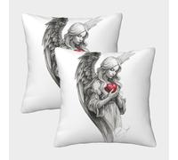 POLIUAWS Lot de 2 taies d'oreiller Angel's Heart Embrace, en Satin Doux pour Les Cheveux et la Peau, Taille Standard, Fermeture Portefeuille, 40 x 40 cm.