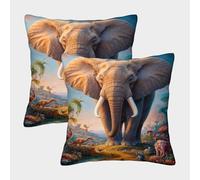 POLIUAWS Lot de 2 taies d'oreiller Beyond The Elephant, Taille Standard, en Polyester, Douces et Amusantes, 45 x 45 cm