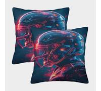 POLIUAWS Lot de 2 taies d'oreiller carrées 40x40cm à imprimé « Gloire du Football américain » néon, Douces et moelleuses, idéales pour la décoration de Votre canapé ou Salon.
