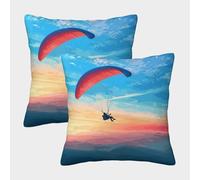 POLIUAWS Lot de 2 taies d'oreiller élégantes en Polyester à Motif Parapente et Parachutisme, Douces et Confortables, 40 x 40 cm.