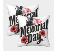 POLIUAWS Lot de 2 taies d'oreiller élégantes en Polyester imprimé « Honor & Remember », Douces et Confortables, 50 x 50 cm.