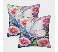 POLIUAWS Lot de 2 taies d'oreiller élégantes en Polyester imprimé « You are Amazing », Douces et Confortables, 40 x 40 cm.