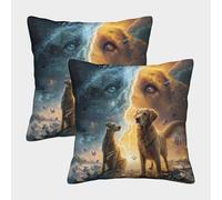 POLIUAWS Lot de 2 taies d'oreiller élégantes en Polyester, imprimées « Chiens numériques : Une Histoire cybernétique », Douces et Confortables, 50 x 50 cm.