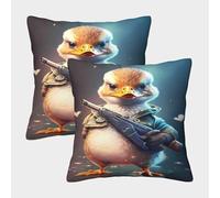 POLIUAWS Lot de 2 taies d'oreiller, Motif Capitaine Bébé Canard, Douces pour Les Cheveux et la Peau, avec Fermeture éclair Invisible, pour Un Sommeil réparateur.