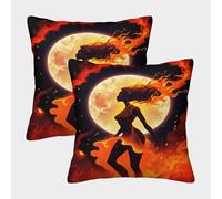 POLIUAWS Lot de 2 taies d'oreiller « Walk Through The Fire », taies d'oreiller en Satin Douces pour Les Cheveux et la Peau, Taille Standard, Fermeture Portefeuille, 40 x 40 cm