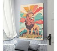 POLIUAWS Majesté du Lion Royal - 4 Décoration Murale pour Salon, Chambre à Coucher, Œuvre d'Art 16x24 pouces (40x60cm) Art Mural pour Chambre à Coucher