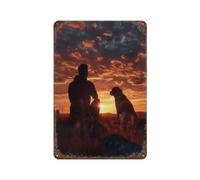 POLIUAWS Man With His Dog In Mind Plaque Murale En Métal Style Vintage, Décoration Murale Pour Salle De Jeux Ou Repaire D'homme, Drapeau Décoratif, Plaque Signalétique11.8"x7.9"