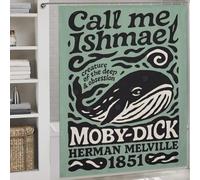 POLIUAWS Moby Dick Book Cover Art Rideau De Douche Hilarant avec Crochets, en Tissu Imperméable Et Anti-moisissure, pour Salle De Bain Ou Dortoir 69.69x70.87Inch（177x180cm）