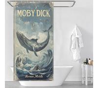 POLIUAWS Moby Dick Book Cover Rideaux De Douche Modernes en Polyester Déperlant Et Anti-moisissures pour Baignoires 35.43x70.87Inch（90x180cm）