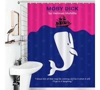 POLIUAWS Moby Dick Minimalist Book Cover Rideaux De Bain Décoratifs Lavables en Tissu 100% Polyester pour Enfants, Femmes Et Hommes 56.30x70.87Inch（143x180cm）