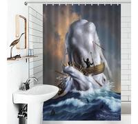 POLIUAWS Moby Dick Tissu Polyester Imperméable Moderne, Déperlant pour Baignoire Et Cabine De Douche 46.85x70.87Inch（119x180cm）
