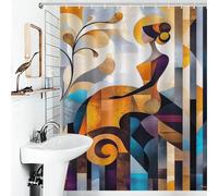 POLIUAWS Modern Cubist Vision of Adele Bloch-Bauer Rideau De Bain en Tissu Imperméable Et Lavable, Motif Hilarant, pour Salle De Bain, Baignoire Ou Appartement 56.30x70.87Inch（143x180cm）