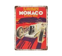 POLIUAWS Monaco Grand Prix 1931 Affiche Rétro En Métal, Plaque Décorative Chic En Fer Forgé Pour Garage, Salle De Jeux, Bar, Café, Pub15.7"x11.8"