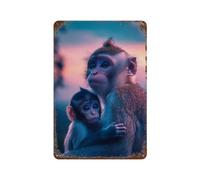POLIUAWS Mother And Baby Monkey Décoration Murale En Fer Forgé, Panneau Décoratif Pour Bureau, Salon Ou Bar11.8"x7.9"