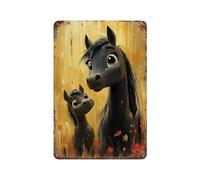 POLIUAWS Mother And Foal Horse Décoration Murale En Fer Imperméable Pour La Maison, La Ferme, Le Café, Le Bureau, Le Magasin Et Le Jardin11.8 x7.9
