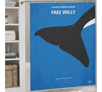 POLIUAWS No1359 My Free Willy Ensemble De Rideaux De Douche Lavables Et Élégants pour Usage Quotidien, avec 12 Crochets, pour Caravane 69.69x70.87Inch（177x180cm）