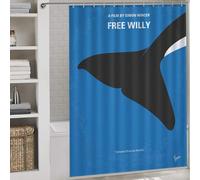 POLIUAWS No1359 My Free Willy Rideaux De Douche Anti-moisissure, Épais Et Résistants, en Polyester, Style Moderne, pour Salle De Bain Ou Douche 64.17x70.87Inch（163x180cm）