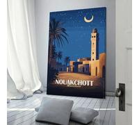 POLIUAWS Nouakchott, Mauritanie, photos de nuit pour couloir, salon, chambre d'enfant, cadeau d'anniversaire, 20 x 30 cm (8 x 12 pouces)