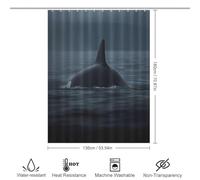 POLIUAWS Orca Whale Rising Above Tissu D'ameublement Quotidien Élégant, Lavable Et Moderne en Polyester Déperlant pour Salle De Bain Et Pièce Humide 53.54x70.87Inch（136x180cm）