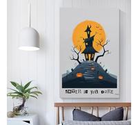 POLIUAWS Osez entrer ! - Affiche sur toile représentant une maison hantée, style nordique, idéale pour la décoration intérieure et les cadeaux pour femmes et hommes, 50 x 75 cm (20 x 30 pouces).