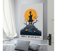 POLIUAWS Osez entrer ! - Peinture sur toile abstraite Maison hantée, Halloween », affiche, tableau, décoration murale, ensemble d'art mural 20 x 30 cm (8 x 12 pouces)