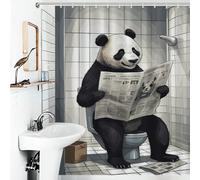POLIUAWS Panda on The Toilet Rideau De Douche D'hôtel en Polyester Épais, Durable Et Doux pour Salle De Bain Ou Dortoir 56.30x70.87Inch（143x180cm）