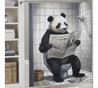 POLIUAWS Panda on The Toilet Rideaux De Bain Décoratifs Lavables en Tissu 100% Polyester pour Enfants, Femmes Et Hommes 69.69x70.87Inch（177x180cm）