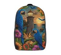 POLIUAWS Parrots by The Lighthouse Backpacks - Sac à dos scolaire pour enfants, imprimé en 3D, 43 cm (17 pouces), idéal pour les élèves du primaire et du collège.