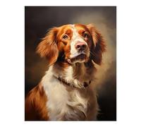 POLIUAWS Peinture diamant 5D à faire soi-même, motif épagneul breton, perles de cristal, kit de loisirs créatifs pour adultes, 40 x 50 cm.