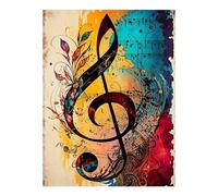 POLIUAWS Peinture diamant 5D à faire soi-même, motif notes de musique, avec cristaux et diamants. Kit de peinture diamant pour adultes et filles, idéal comme cadeau d'anniversaire (30 x 40 cm).