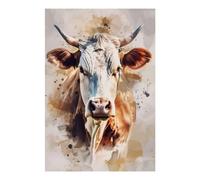 POLIUAWS Peinture diamant aquarelle portrait de vache 5D à faire soi-même, kit de peinture diamant complet pour adultes débutants, 20 x 30 cm