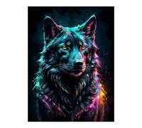 POLIUAWS Peinture diamant aquarelle portrait loup néon - Kit de loisirs créatifs mignon à faire soi-même - Cadeaux d'anniversaire pour adultes et filles - 30 x 40 cm