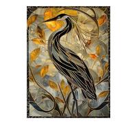 POLIUAWS Peinture diamant Kintsugi Heron Vitrail 5D à faire soi-même, art du cristal avec diamants, kit d'art diamant pour adultes, loisirs créatifs, 30 x 40 cm