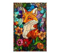 POLIUAWS Peinture diamant « Renard en vitrail » 5D à faire soi-même, art du cristal avec diamants, kit de peinture diamant pour adultes, 20 x 30 cm.