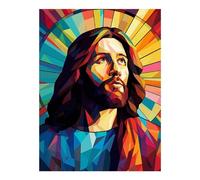 POLIUAWS Peinture diamant sur vitrail représentant Jésus-Christ, kit 5D à faire soi-même, perles de cristal, art du diamant, loisirs créatifs, pour adultes débutants, 30 x 40 cm.