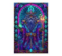 POLIUAWS Peinture diamant « Vitrail Magicien » 5D à faire soi-même, art du cristal avec diamants, kit de peinture diamant pour adultes, 20 x 30 cm (8 x 12 pouces).