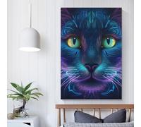 POLIUAWS Peinture sur toile 3D représentant un chat mystérieux, décoration murale pour adolescentes, femmes, salon, 40 x 60 cm