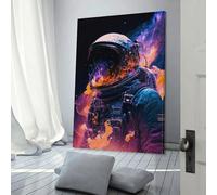POLIUAWS Peinture sur toile « Cosmic Explorer Chronicles » pour adolescentes, femmes, décoration de salon, art mural 3D, 60 x 90 cm